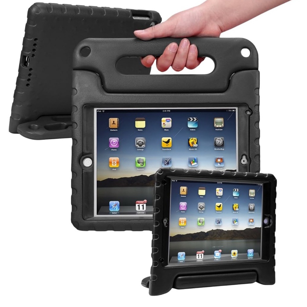 Kid-Friendly Black Protective Tablet Case with Carry Handle